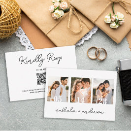 Hochzeitsskript QR Code Einfache moderne Schrift RSVP Karte