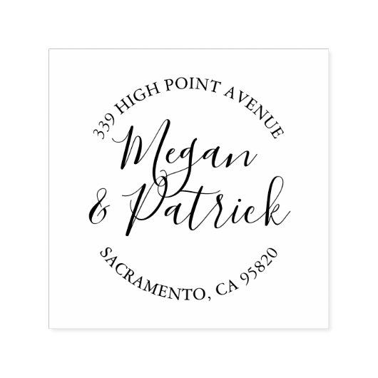 Hochzeitsskript-Round-Rücksendeadresse-Briefmarke Permastempel (Design)