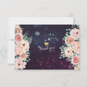 Hochzeitsskript RSVP Reply Chic Floral Lila Gold S (Rückseite)