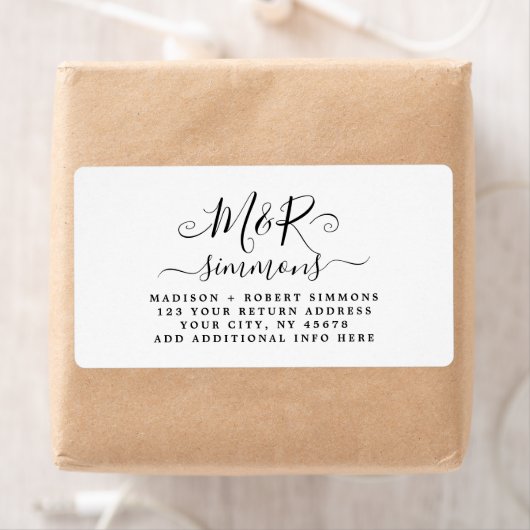 Hochzeitsskript-Rücksendeadresse für große Monogra (Insitu)