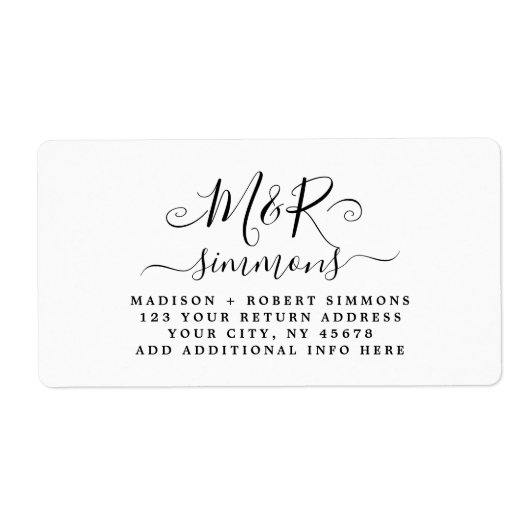Hochzeitsskript-Rücksendeadresse für große Monogra (Vorne)
