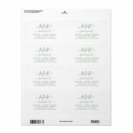 Hochzeitsskript-Rücksendeadresse für große Monogra (Vorne)