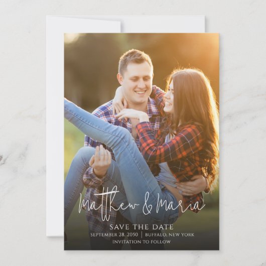 Hochzeitsskript Save the Date Fotovorlage (Vorderseite)