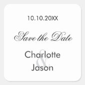 Hochzeitsskript Save the Date Quadratischer Aufkleber (Vorderseite)