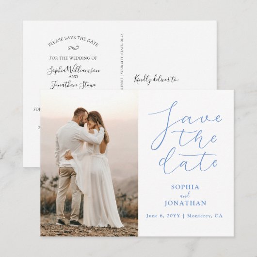 Hochzeitsskript speichern des Fotos Datum Postkarte (Vorne/Hinten)