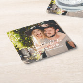 Hochzeitsskript speichern des Fotos Datumsskript Rechteckiger Pappuntersetzer (angewinkelt)