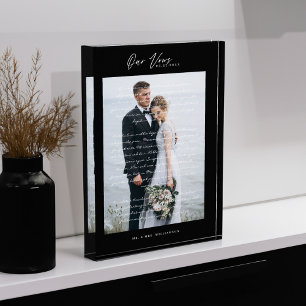 Hochzeitsskript und Minimaler Schwarzer Rahmen Fotoblock