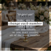 Hochzeitsskripte 12x18 Moderne Wirble Tischnummer