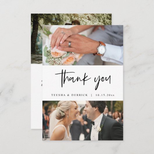 Hochzeitsskripte Fotos Vielen Dank, Modernes Einfa Begleitkarte (Vorne/Hinten)