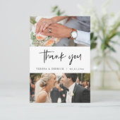 Hochzeitsskripte Fotos Vielen Dank, Modernes Einfa Begleitkarte (Stehend Vorderseite)