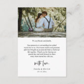 Hochzeitsskripte Fotos Vielen Dank, Modernes Einfa Begleitkarte (Rückseite)