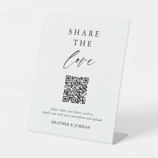 Hochzeitsskripte für das Liebe-Foto QR-Code-Zeiche Sockelschild (Vorderseite)