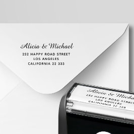 Hochzeitsskripte für Elegante Kalligrafie-Rücksend Permastempel