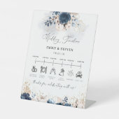 Hochzeitsskripte für Hochzeiten in Navy Blue und D Sockelschild (Vorderseite)