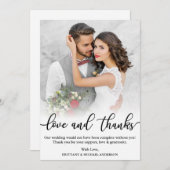 Hochzeitsskripte-Liebe und Dankerkarte für das Fot Dankeskarte (Vorne/Hinten)