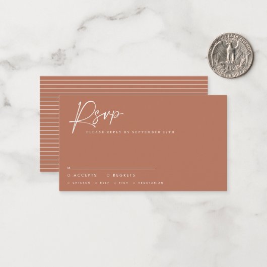 Hochzeitsskripte, moderne Schrift Terracotta-uAwg Mitteilungskarte (Vorderseite/Rückseite Beispiel)