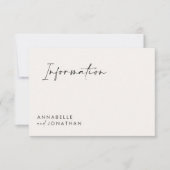 Hochzeitsskripte moderne schwarz-weiße Information Einladung (Vorderseite)
