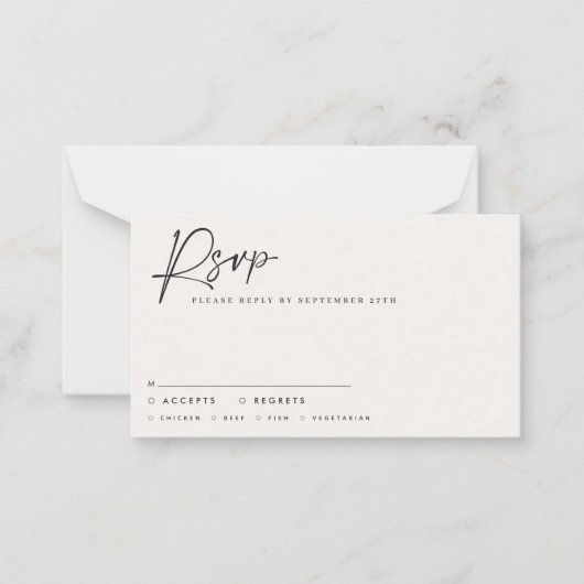 Hochzeitsskripte moderne Schwarz-weiße Skriptantwo Mitteilungskarte (Vorderseite)