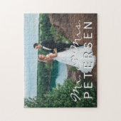 Hochzeitsskriptname Mr. and Mrs. typography Foto Puzzle (Vertikal)