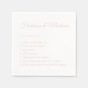 Hochzeitsskriptnamen Couple Fun Facts hellrosa Serviette