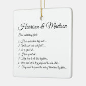 Hochzeitsskriptnamen Couple Fun Fakts Custom Foto Keramikornament (Links)