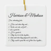Hochzeitsskriptnamen Couple Fun Fakts Custom Foto Keramikornament (Vorderseite)