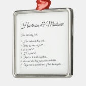 Hochzeitsskriptnamen Couple Fun Fakts Custom Foto Ornament Aus Metall (Links)
