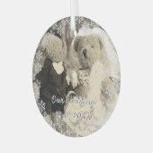 Hochzeitssnowflake Foto Bride & Groom Ornament Aus Glas (Vorderseite links)