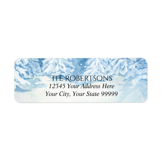 Hochzeitssnowy Trees Wasserfarbe | RÜCKSENDEADRESS (Vorne)