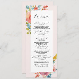 Hochzeitssommer Florals Moderner Empfang Menükarte