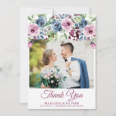 Hochzeitssommer Foto Dankeschön Card Navy Blue Win Einladung (Vorderseite)