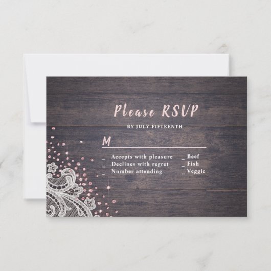Hochzeitssommer RSVP Glitzer Karte (Vorderseite)
