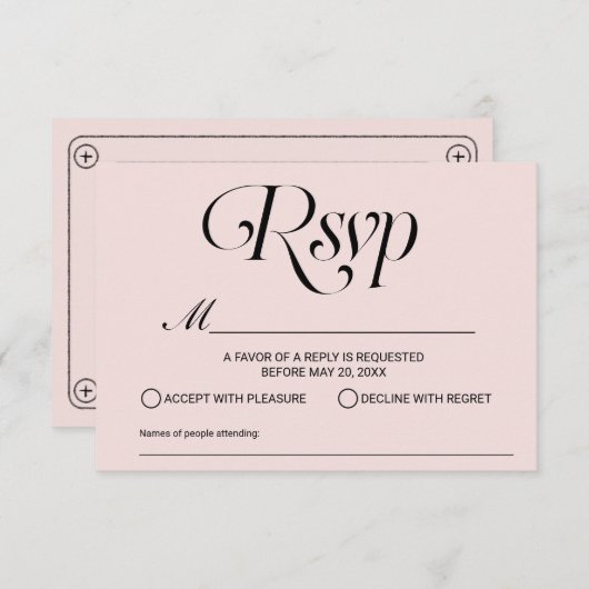Hochzeitssong-Band-Kassettenband Rosa UAWG RSVP Karte (Vorne/Hinten)