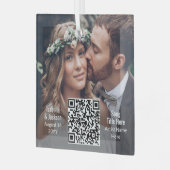 Hochzeitssong oder Playlist QR Code & Foto Newlywe Ornament Aus Glas (Vorderseite links)
