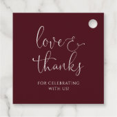 Hochzeitssonnenblume und Burgunder-Rose Geschenkanhänger (Rückseite)