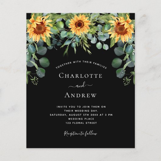 Hochzeitssonnenblumen Eukalyptus schwarz (Vorderseite)