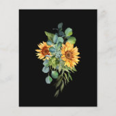 Hochzeitssonnenblumen Eukalyptus schwarzes Budget Flyer (Hinten)