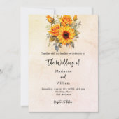 Hochzeitssonnenblumen, rustikal gelb einladung (Vorderseite)