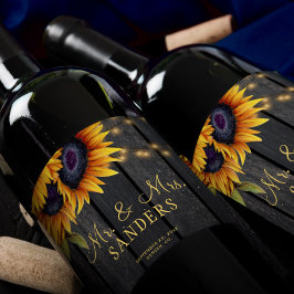 Hochzeitssonnenblumen rustikales Party Weinetikett