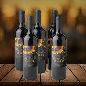 Hochzeitssonnenblumen rustikales Party Weinetikett