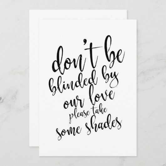 Hochzeitssonnenbrille bevorzugt günstige Schilder Einladung (Vorne/Hinten)