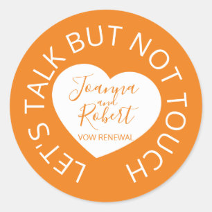 Hochzeitssozial distanzierende Gastbetreuung Orang Runder Aufkleber