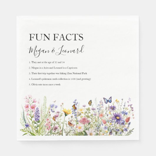 Hochzeitsspass Fakten Wildblumen Blumengarten Serviette (Vorderseite)