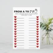 Hochzeitsspiel A bis Z - Spaß Brautparty-Aktivität (Stehend Vorderseite)