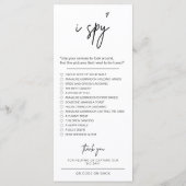 Hochzeitsspiel-Foto-Herausforderung Spionage Hochz Menükarte (Rückseite)