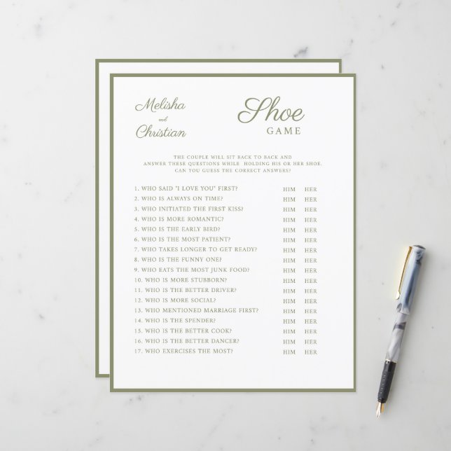 Hochzeitsspiele (Vorderseite/Rückseite Beispiel)