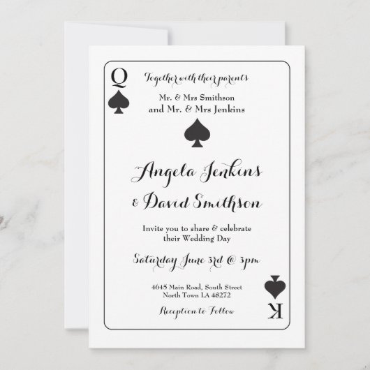 Hochzeitsspielkarte für die Königin der Eiszeit Einladung (Vorderseite)