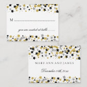 Hochzeitsspielkarten Gold Glitzer Stars Confetti Platzkarte (Vorne/Hinten)