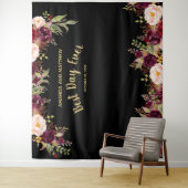 Hochzeitsstand Foto Booth Burgundy Floral Gold Bla Wandteppich (Beispiel)