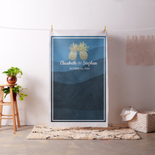 Hochzeitsstand Foto Booth Hintergrund Gold Ananas  Stoff